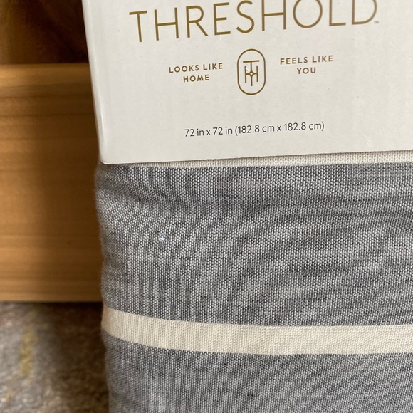 Threshold Cotton Shower Curtain in Gray and White - Picture 4 of 5